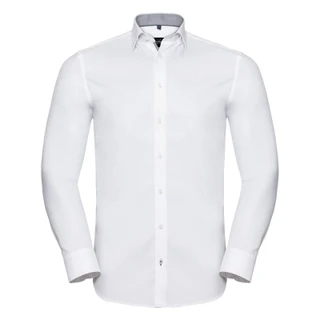 Men’s Long Sleeve Tailored Contrast Herringbone Shirt